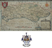 Map of Sussex plus Worthing Crest.